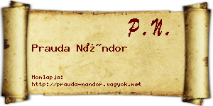 Prauda Nándor névjegykártya