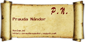 Prauda Nándor névjegykártya